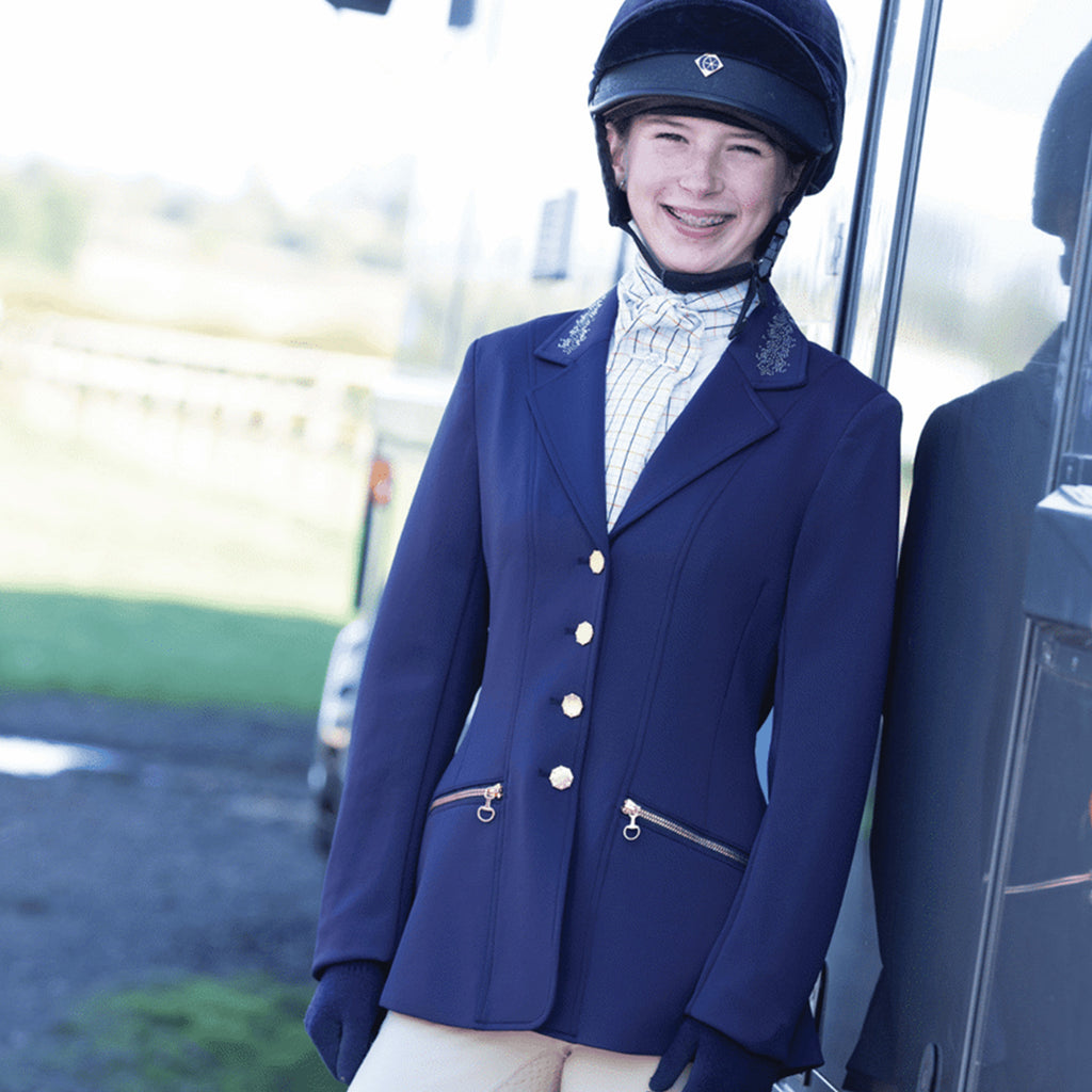 Equetech Junior Crystal Showerproof Competition Jacket - Navy/Rose Gold