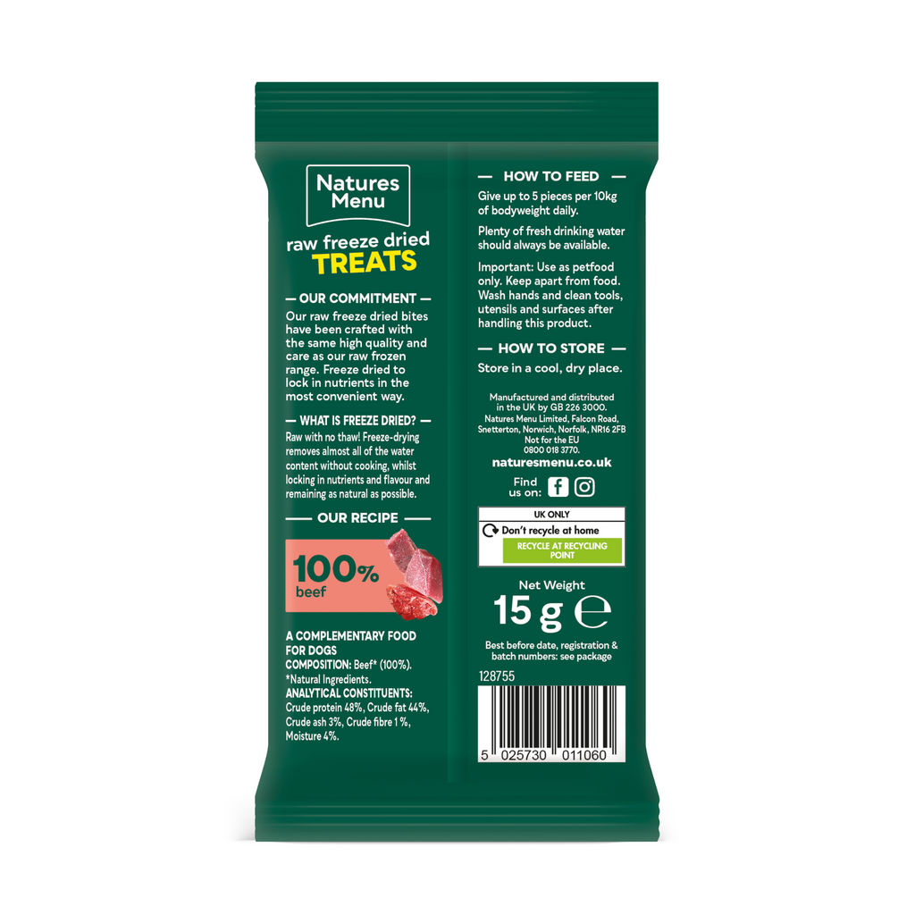 Natures Menu Beef Freeze Dried Treats - 15g