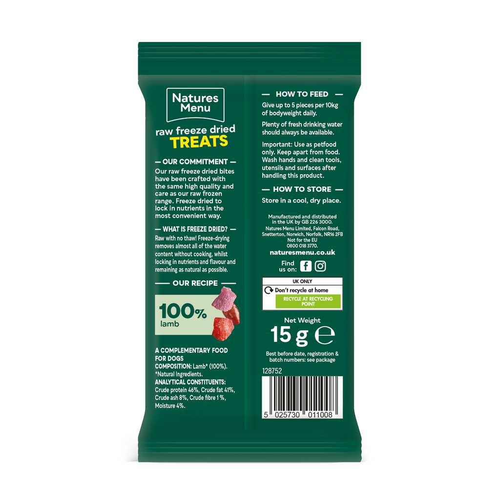 Natures Menu Lamb Freeze Dried Treats - 15g