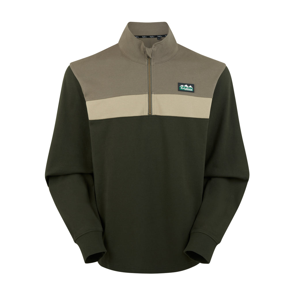 Ridgeline Mens Back Slider Rugby Top - Olive Multi