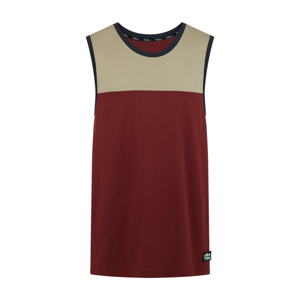 Ridgeline Mens Back Slider Singlet Top - Rhubarb Multi