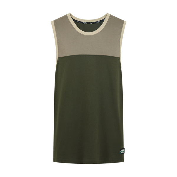 Ridgeline Mens Back Slider Singlet Top - Olive Multi