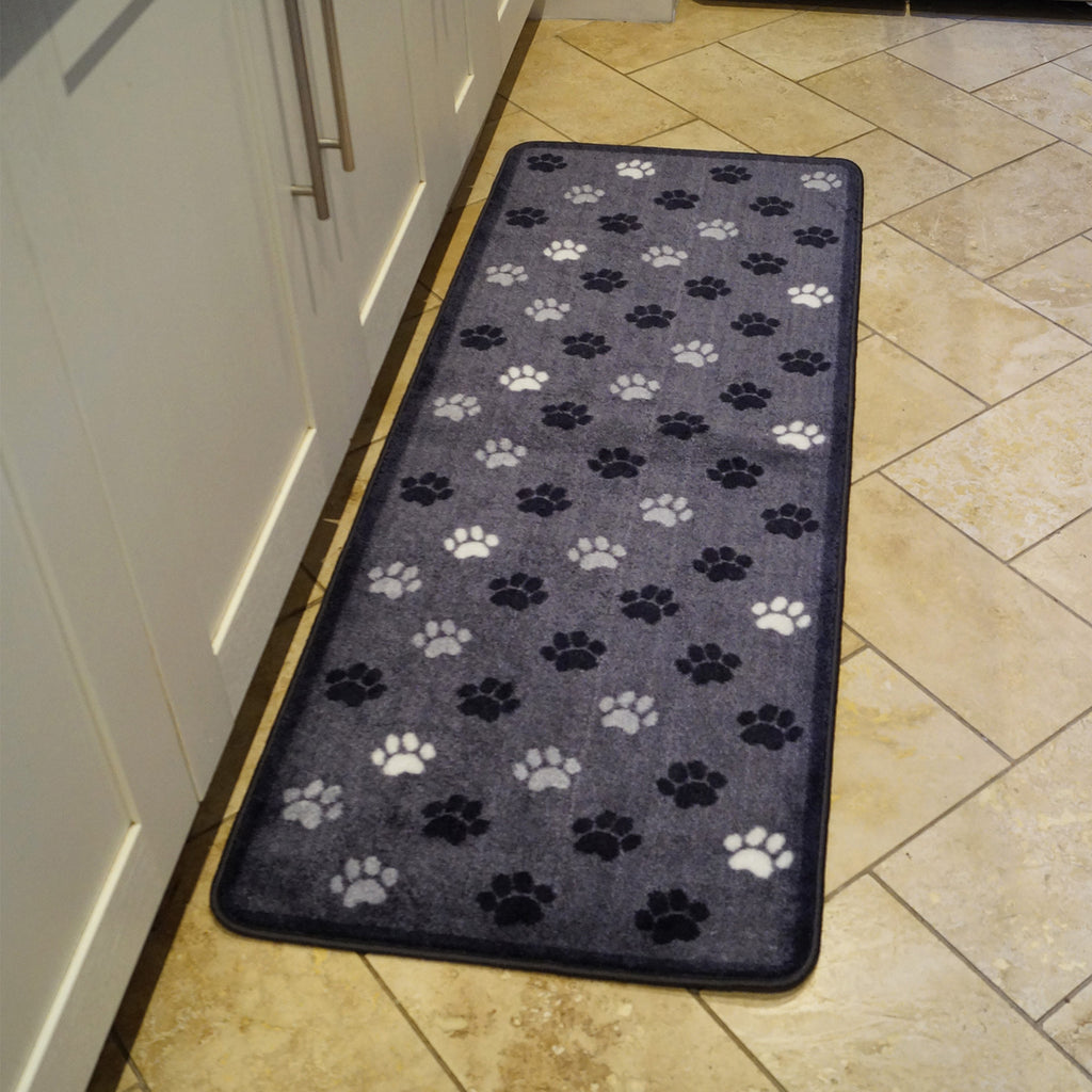 Supersoft Washable Runner - Grey Paw Print
