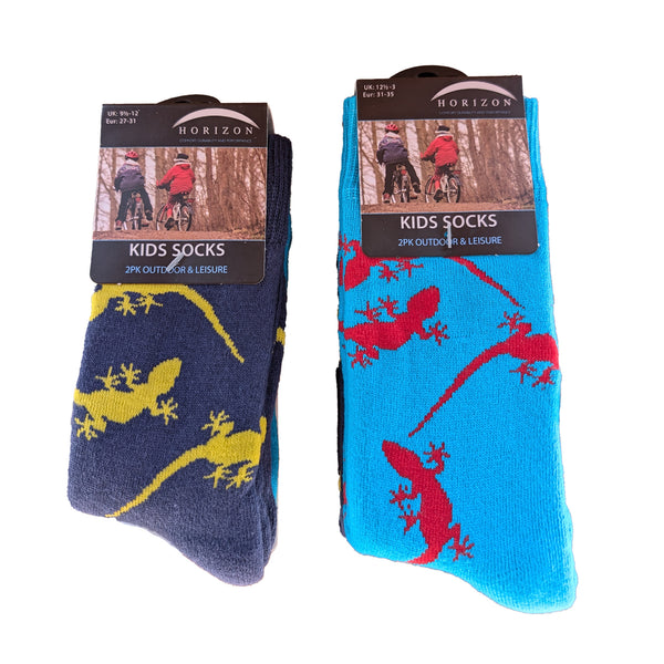 Horizon Kids Gecko Socks 2 Pack - Navy/Airforce Blue