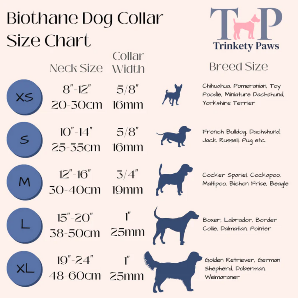 Trinkety Paws Biothane Waterproof Dog Collar - Navy