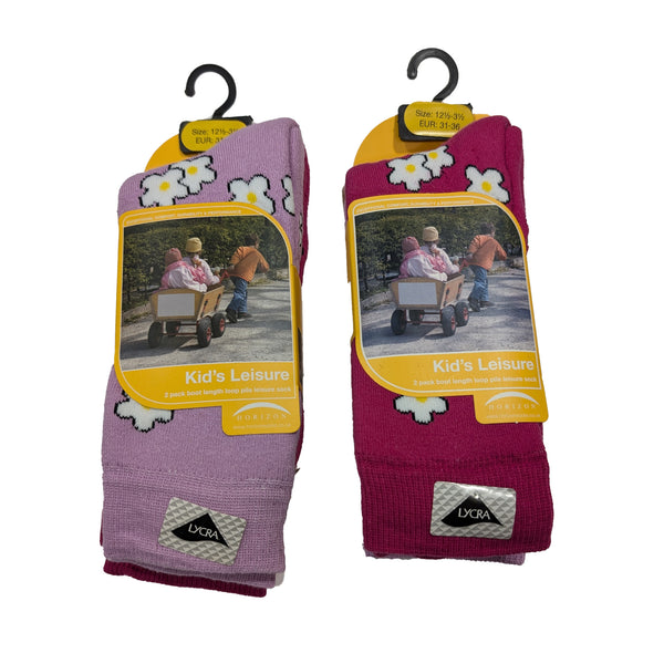 Horizon Kids Floral Leisure Socks 2 Pack - Cerise