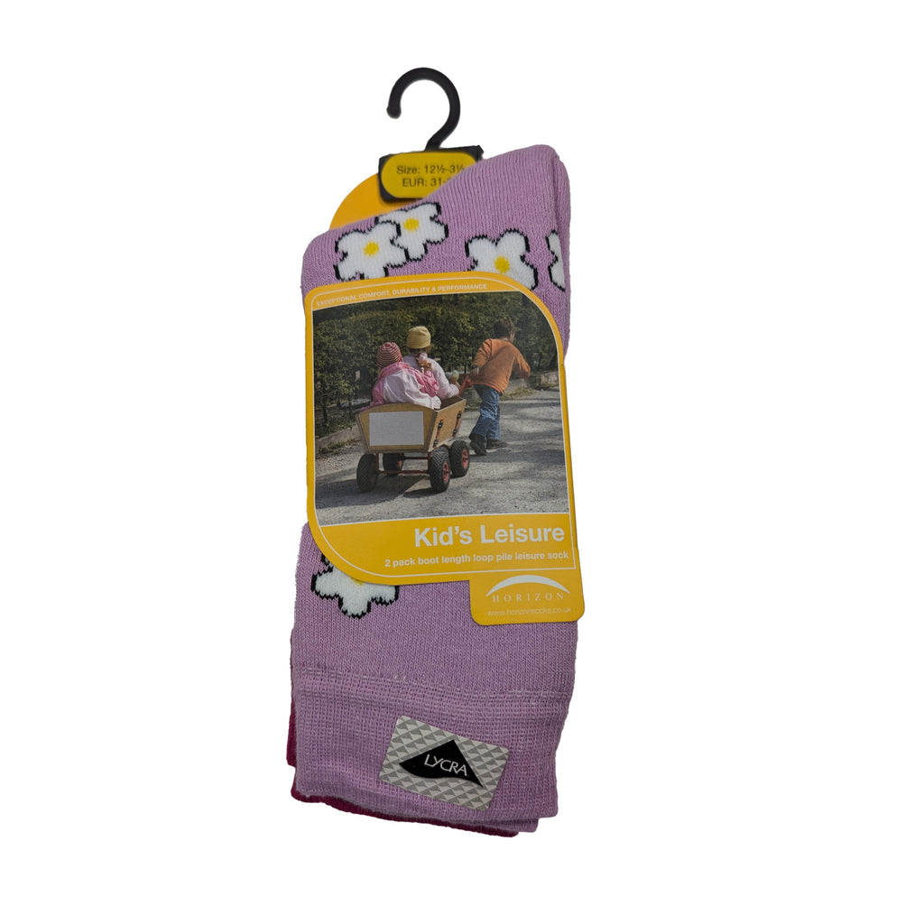Horizon Kids Floral Leisure Socks 2 Pack - Cerise