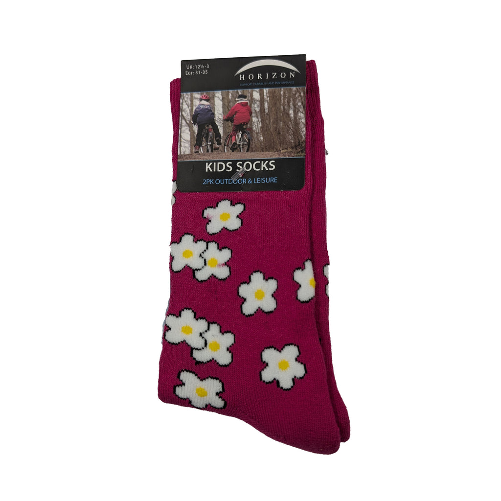 Horizon Kids Floral Leisure Socks 2 Pack - Cerise