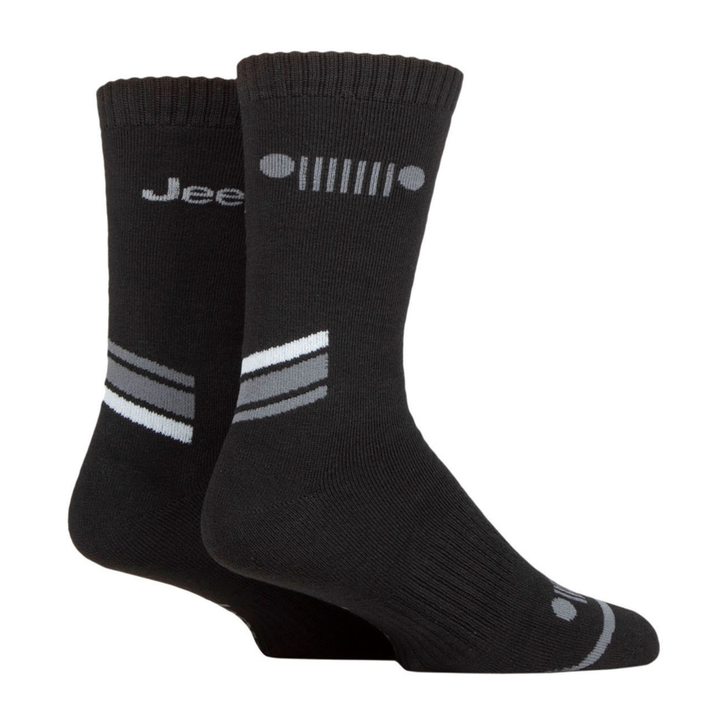 Jeep Mens Performance Boot Sock Gift Box 4 Pack - Black/Charcoal