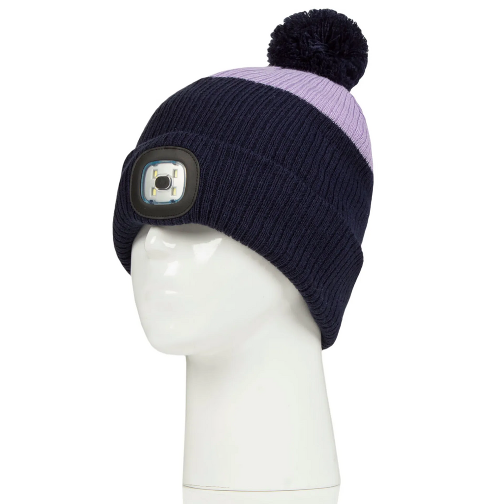 Ladies Mull LED Waterproof Hat - Navy/Lilac