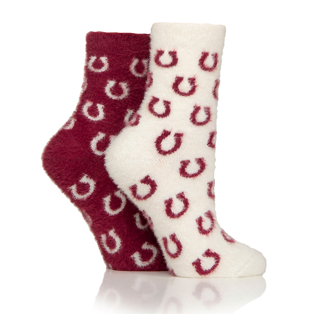 Wildfeet Kids Fluffy Feather Socks 2 Pack - Horse Shoe