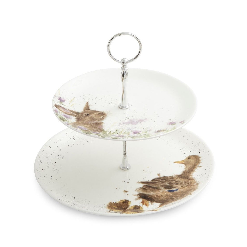 Wrendale Duck and Rabbit 2 Tier Cake Stand
