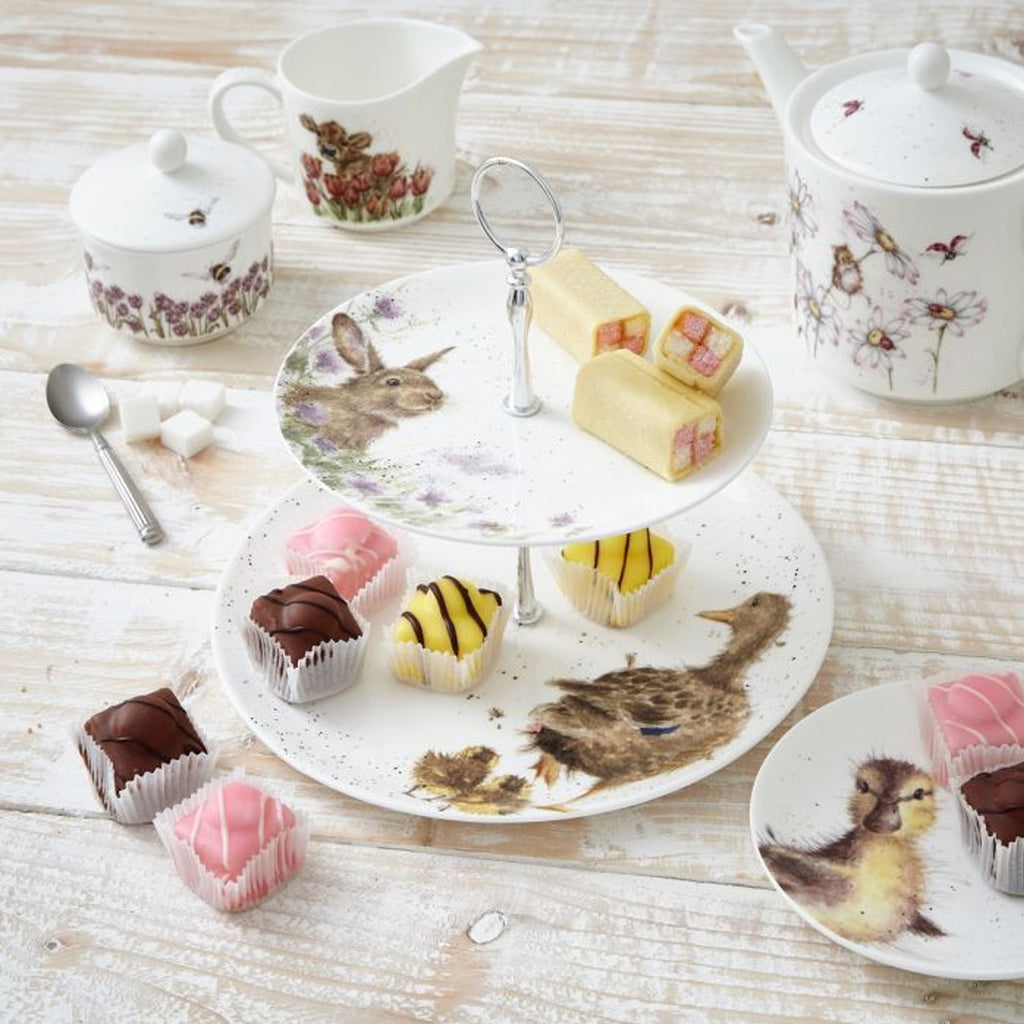 Wrendale Duck and Rabbit 2 Tier Cake Stand
