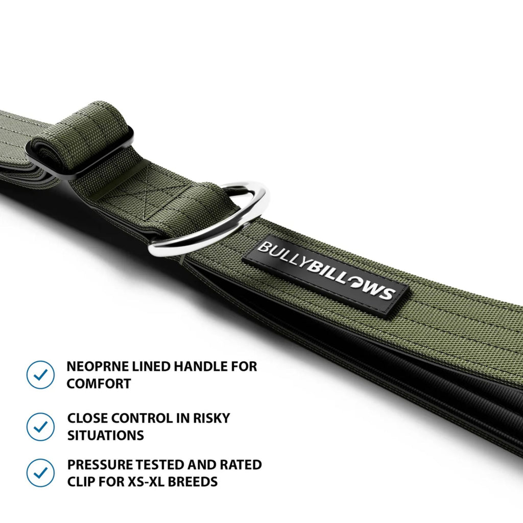 BullyBillows Adjustable Combat Traffic Lead - Khaki