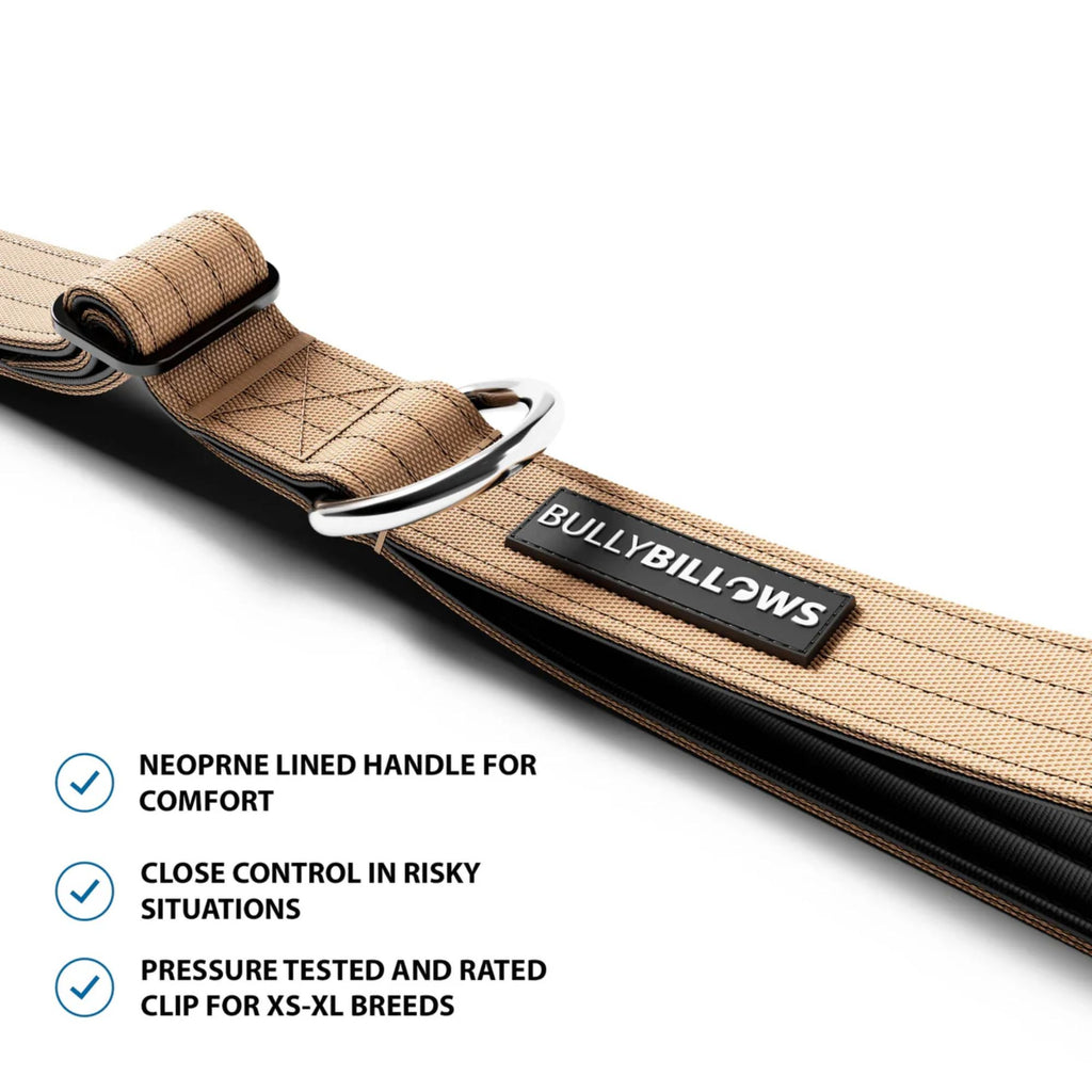 BullyBillows Adjustable Combat Traffic Lead - Military Tan
