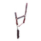Hy Equestrian Woven Polo Head Collar And Lead Rope - Aqua/Fig