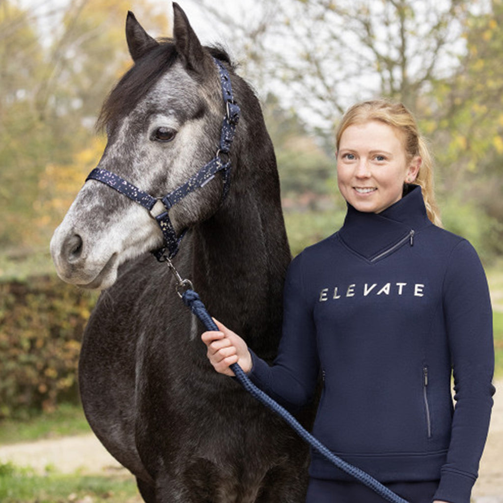 Hy Equestrian Elevate Allure Head Collar And Lead Rope - Navy