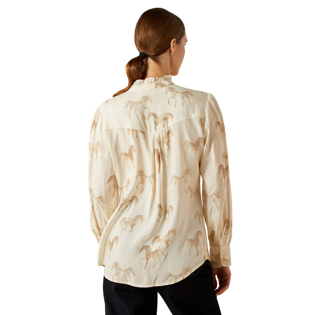 Ariat Ladies Cricklade Blouse - Watercolour Horse Print