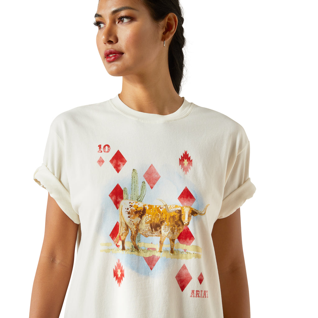 Ariat Ladies Aces Short Sleeve T-Shirt - Papyrus