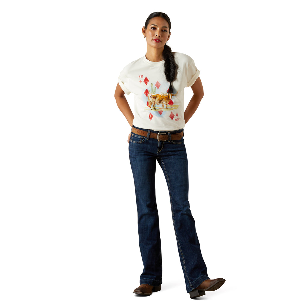 Ariat Ladies Aces Short Sleeve T-Shirt - Papyrus