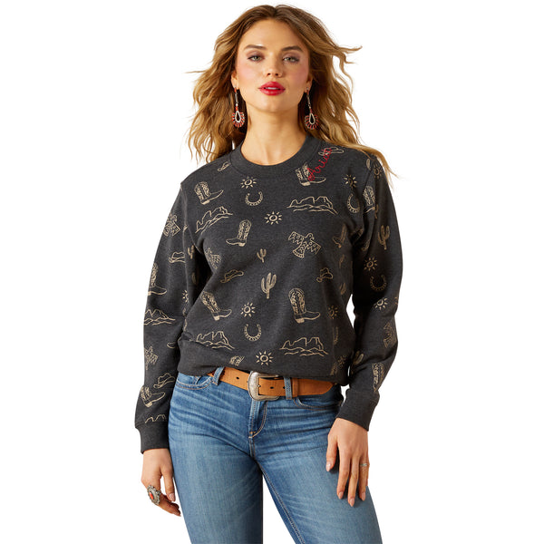 Ariat Ladies Essential Crew Sweatshirt - Black Heather
