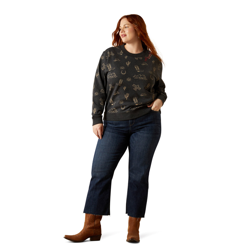 Ariat Ladies Essential Crew Sweatshirt - Black Heather