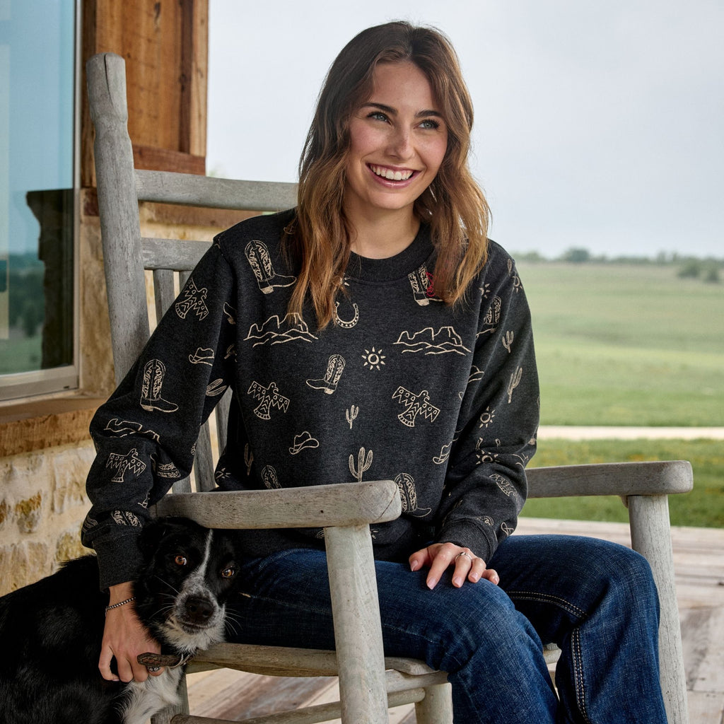 Ariat Ladies Essential Crew Sweatshirt - Black Heather
