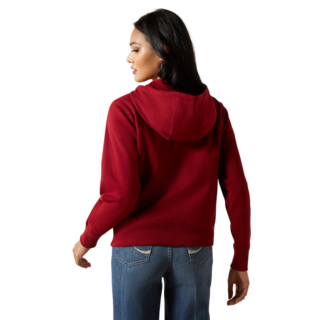 Ariat Ladies Stitched Full Zip Hoodie - Biking Red