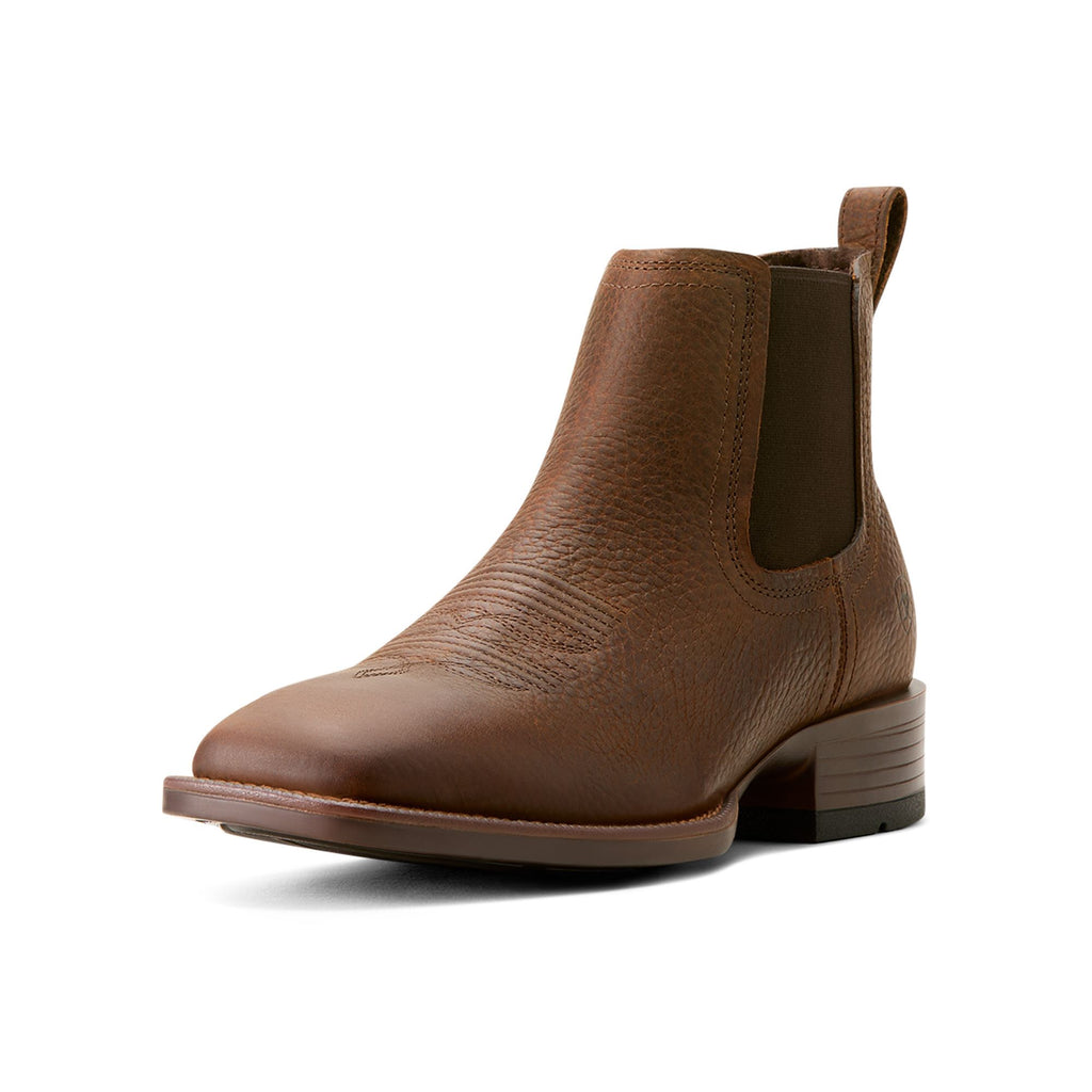 Ariat Mens Booker Chelsea Wide Square Toe Western Boot - Brown Oiled Rowdy
