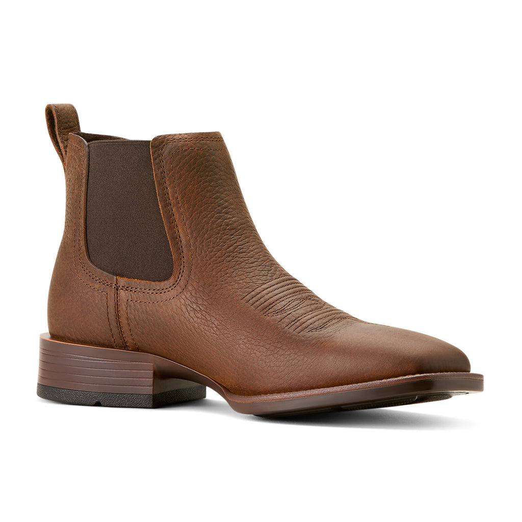 Ariat Mens Booker Chelsea Wide Square Toe Western Boot - Brown Oiled Rowdy