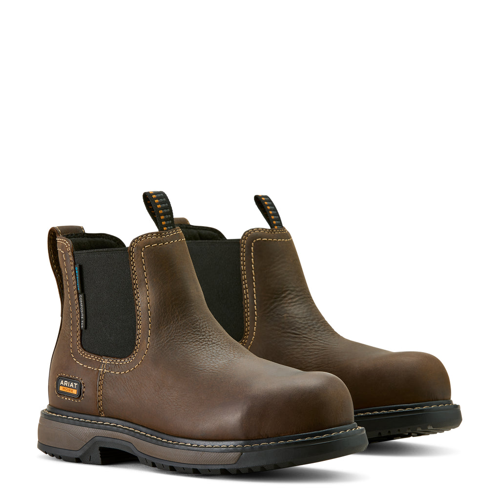 Ariat Ladies Riveter Chelsea H20 Composite Toe Work Boot - Dark Brown