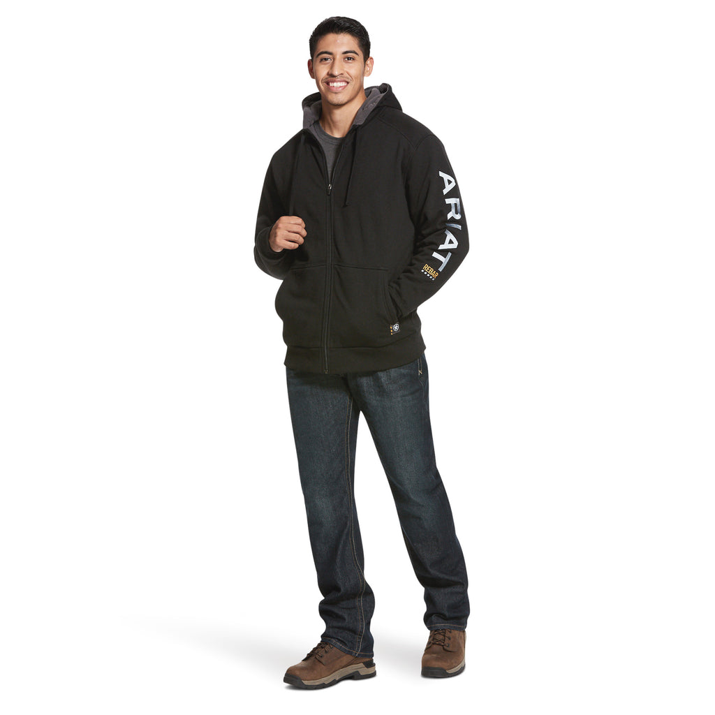Ariat Mens Rebar All Weather Full Zip Hoodie - Black