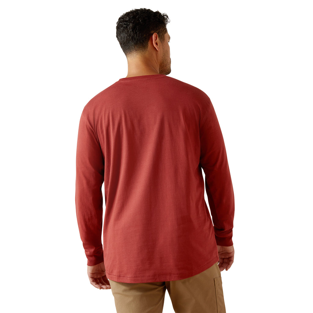 Ariat Mens Rebar Workman Logo Long Sleeved T-Shirt - Russet Brown/Dijon