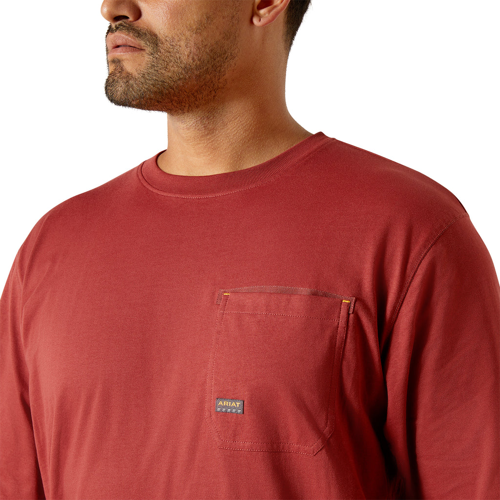 Ariat Mens Rebar Workman Logo Long Sleeved T-Shirt - Russet Brown/Dijon