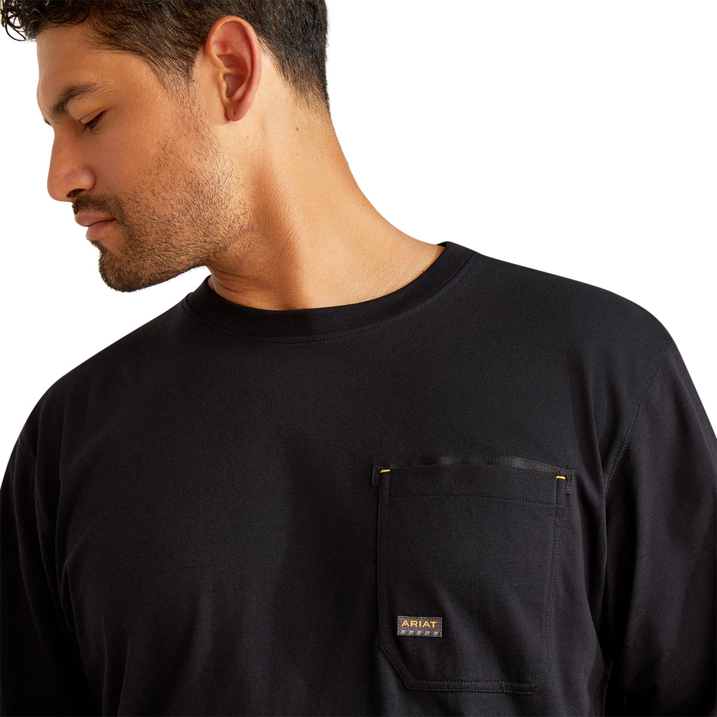 Ariat Mens Rebar Workman Logo Long Sleeved T-Shirt - Black/Alloy