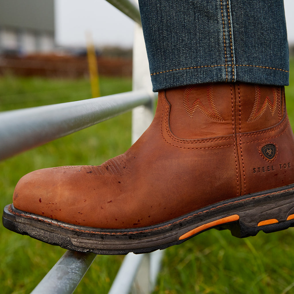 Ariat Mens Workhog Wide Square Steel Toe Work Boot - Toast