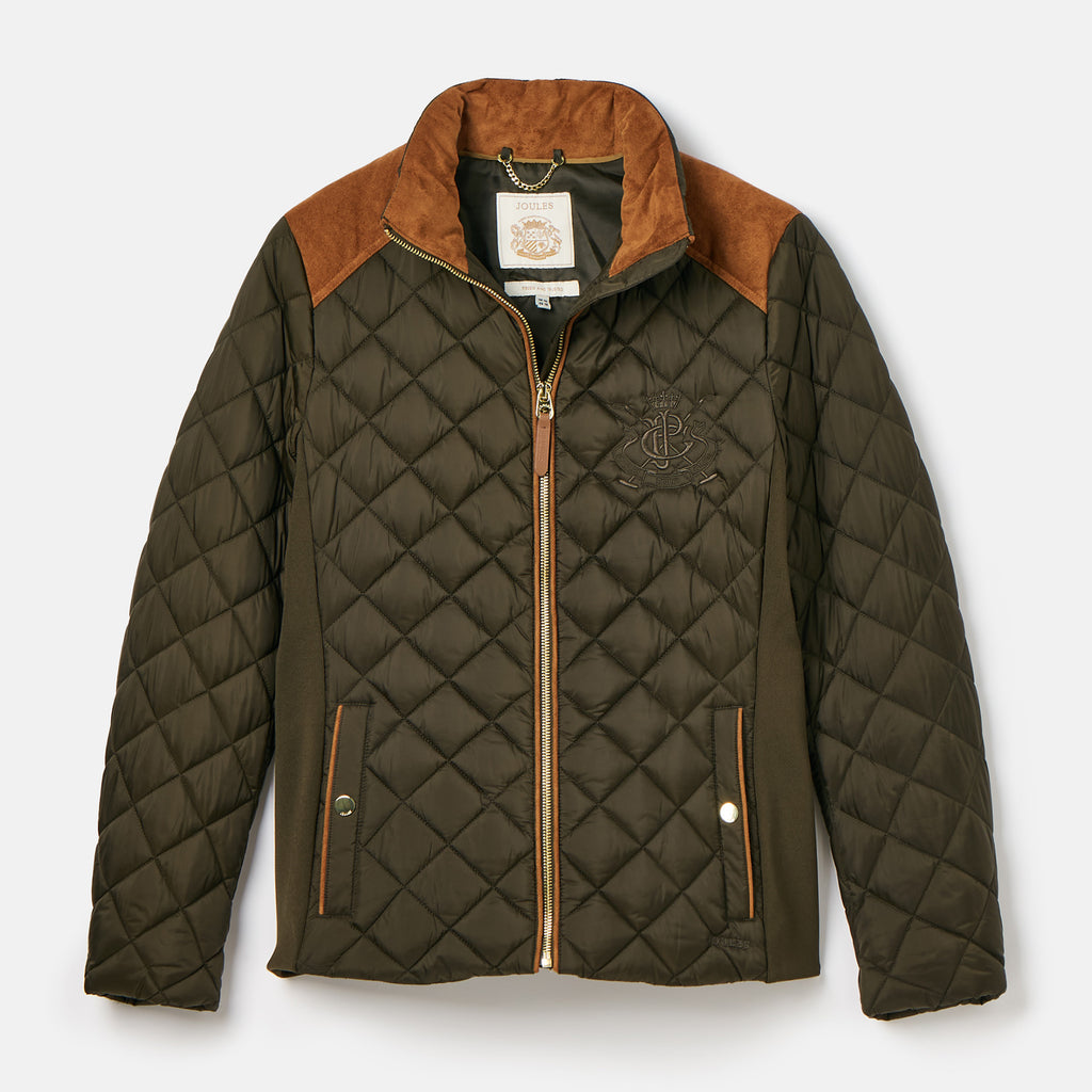 Joules Ladies Braemar Luxe Quilted Coat - Khaki Green