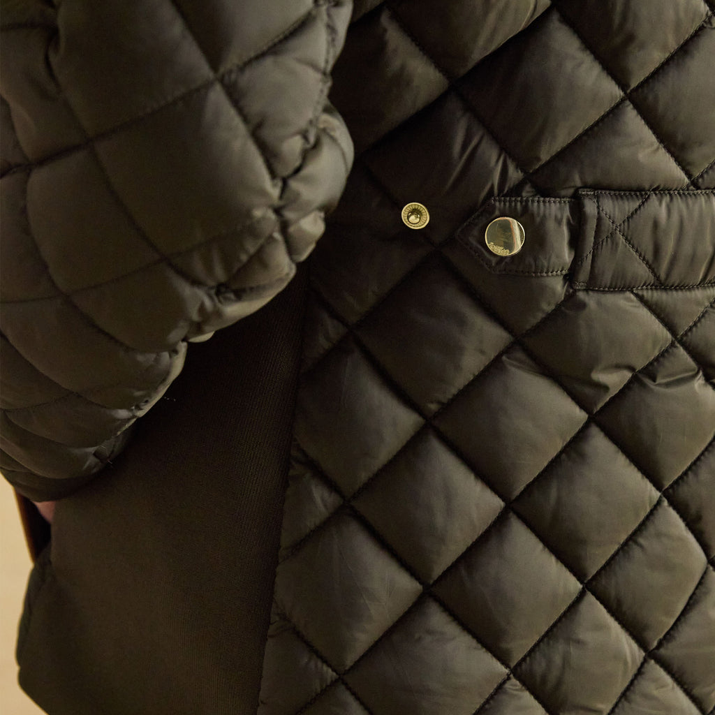 Joules Ladies Braemar Luxe Quilted Coat - Khaki Green