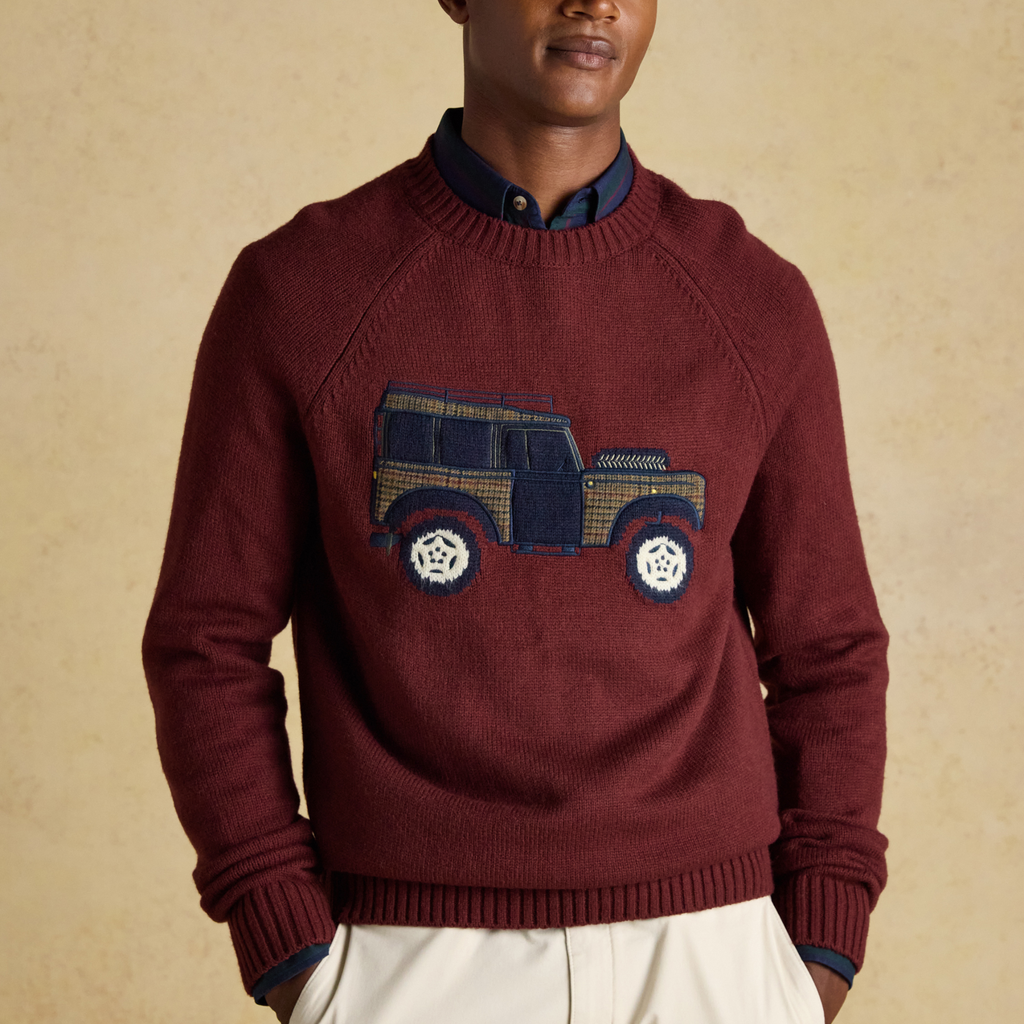 Joules Mens Offroad Crew Neck Jumper - Burgundy Red