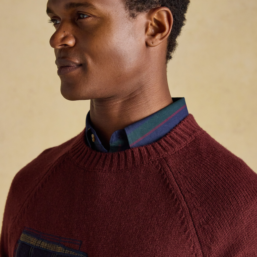 Joules Mens Offroad Crew Neck Jumper - Burgundy Red