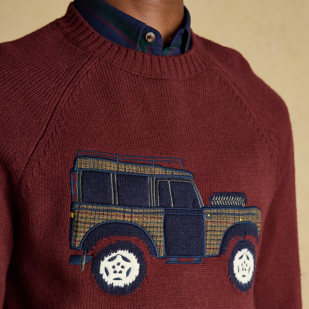 Joules Mens Offroad Crew Neck Jumper - Burgundy Red