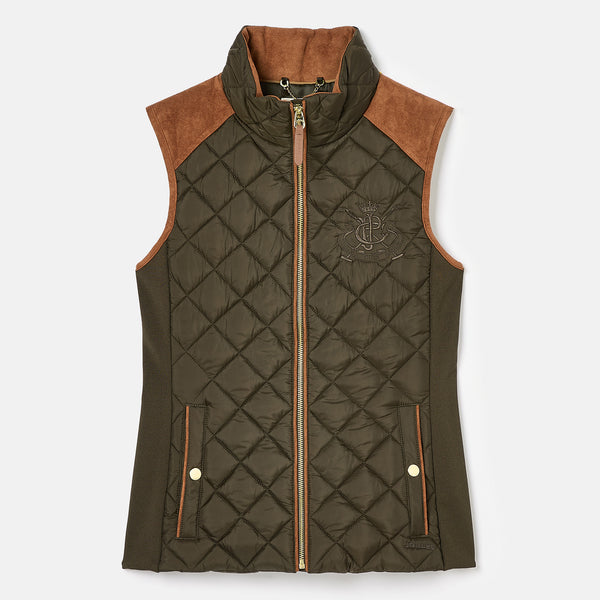 Joules Ladies Braemar Luxe Quilted Gilet - Khaki Green