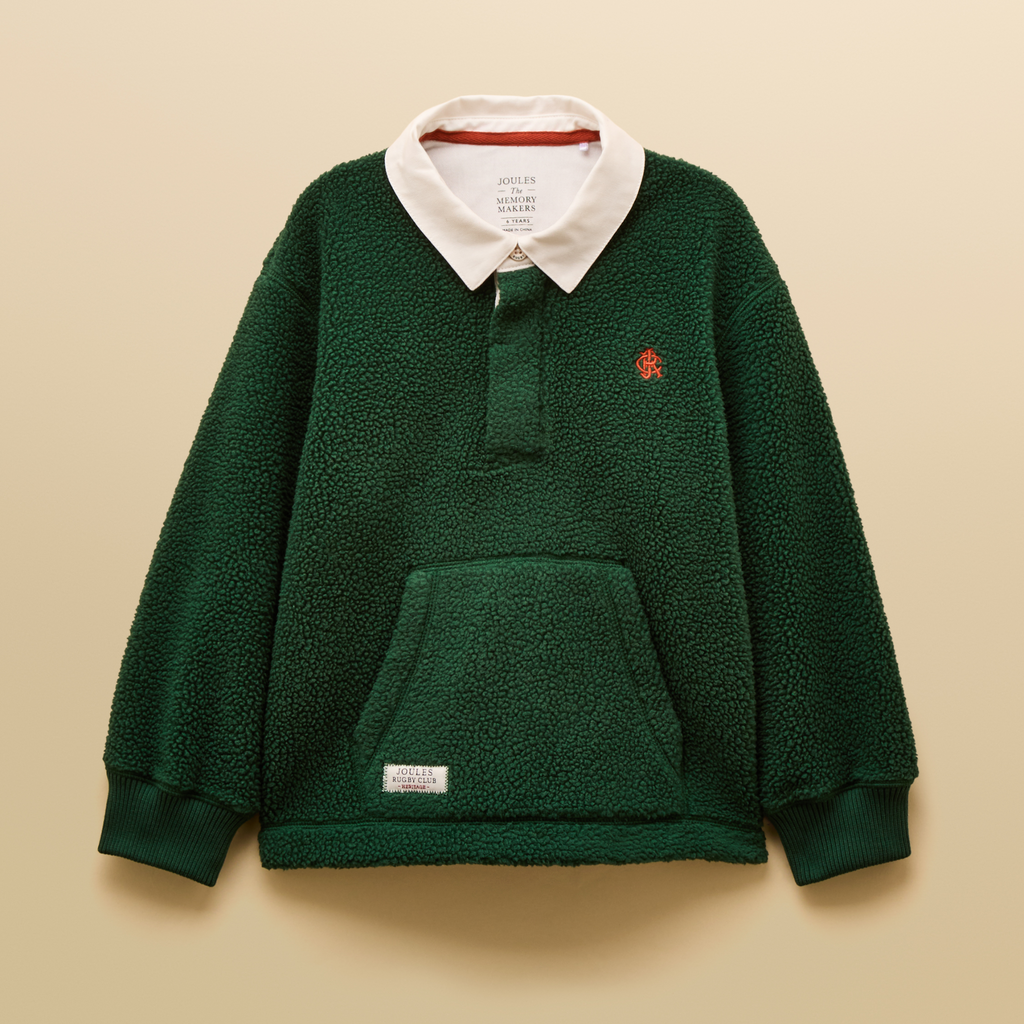 Joules Boys Fleece Rugby Shirt - Green