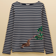 Joules Ladies Christmas Harbour Long Sleeved Top - Navy/White