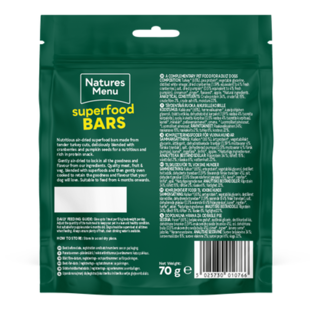 Natures Menu Country Hunter Superfood Bars - Turkey