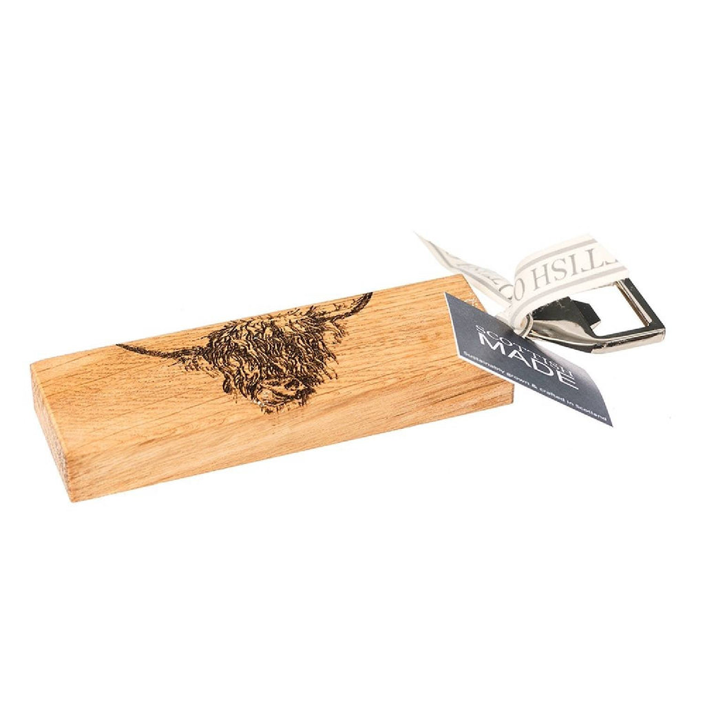 Selbrae House Highland Cow Oak Bottle Opener
