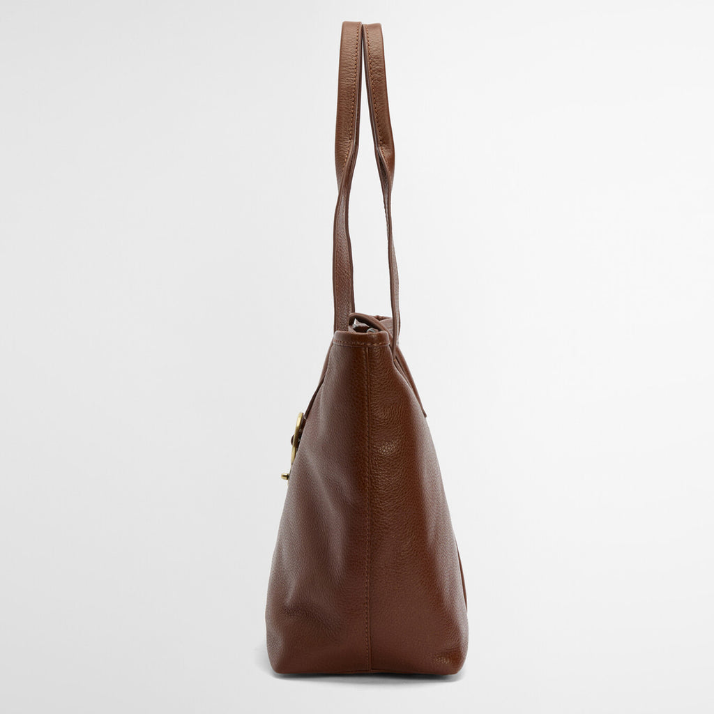 Barbour Ladies Alder Leather Tote Bag - Brown