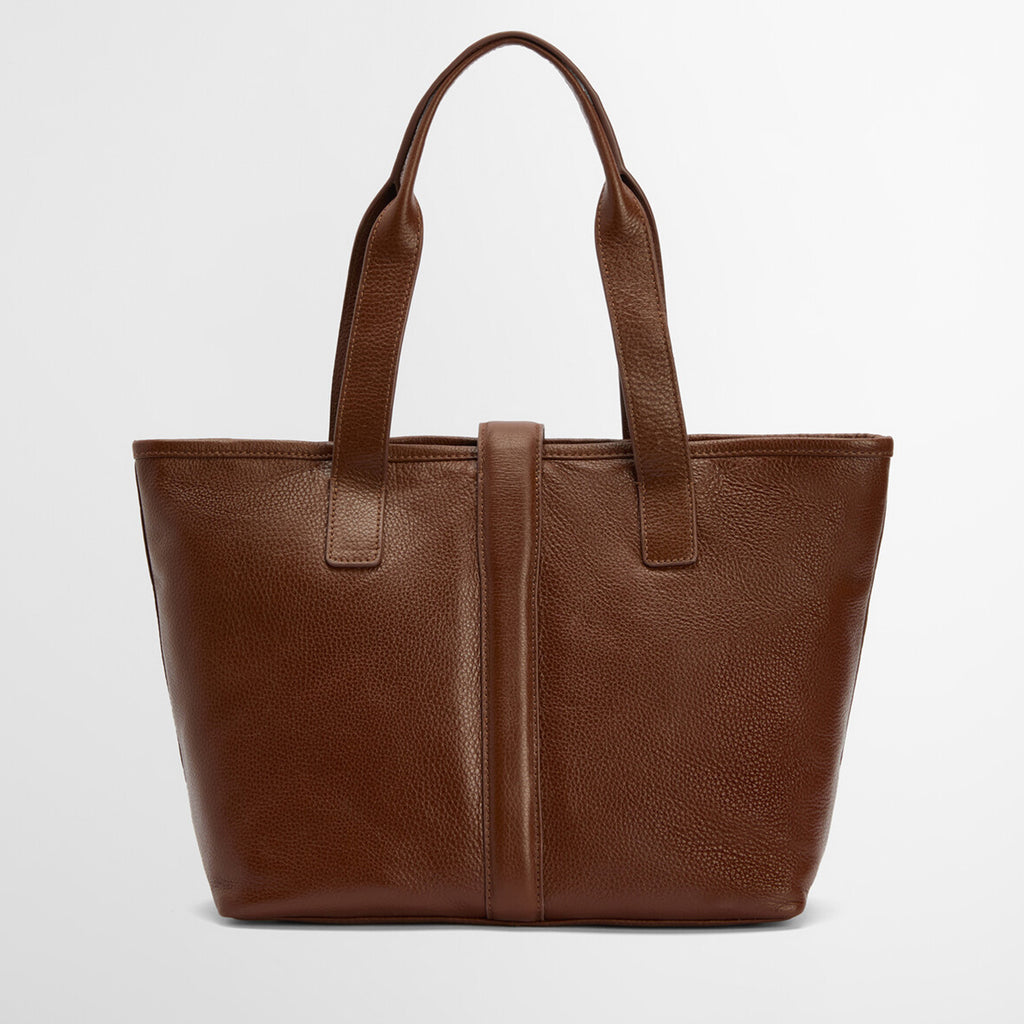 Barbour Ladies Alder Leather Tote Bag - Brown