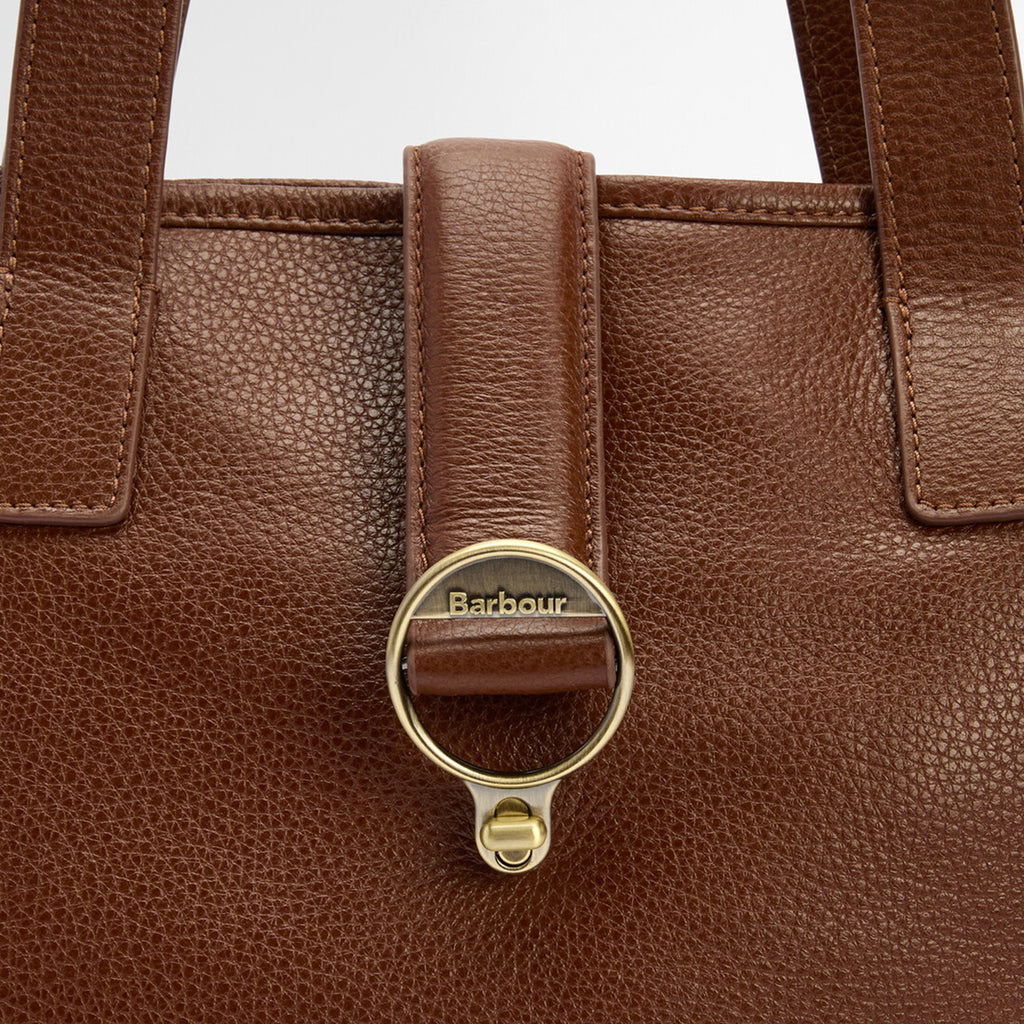 Barbour Ladies Alder Leather Tote Bag - Brown