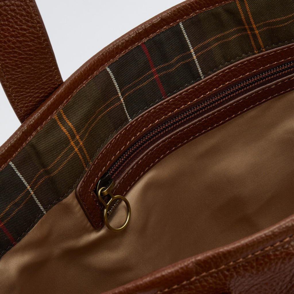 Barbour Ladies Alder Leather Tote Bag - Brown